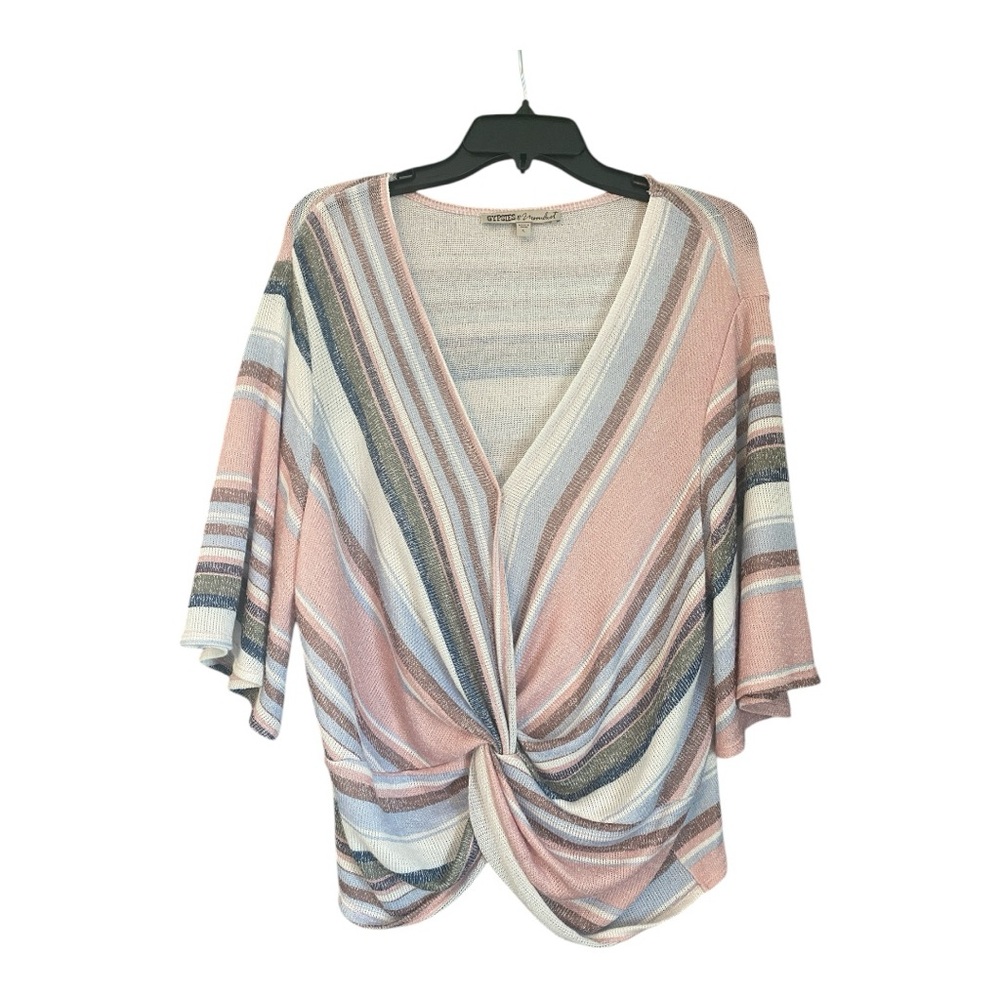 Gypsies & Moondust Short Sleeve Light Sweater Top Size Large Dolman Sleeves